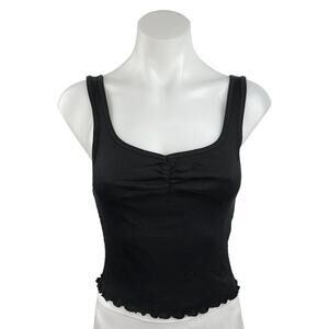 NEW Organicbasics Women's Black Sleeveless Square Neck Blouse Tank Top Sz M